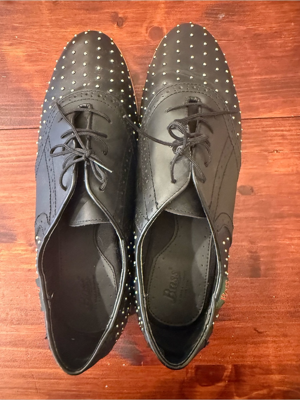 GH Bass Black Studded Oxford Shoes